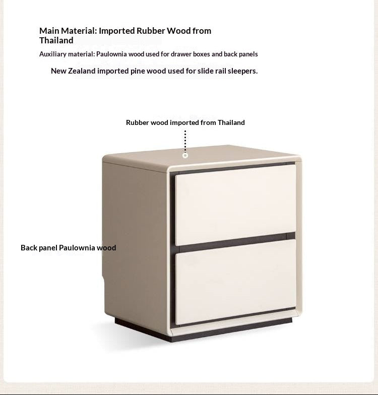 Solid Rubberwood Modern Minimalist Nightstand