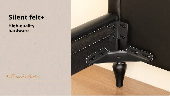 Luxury Genuine Leather Soft Backrest Bed, American Retro Style