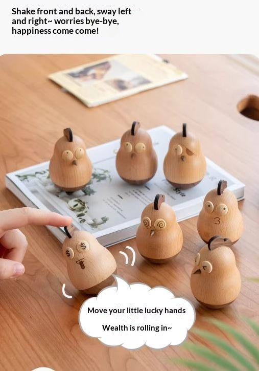 Beech, Black Walnut Solid Wood Tumbler Desk Ornament with Simple Creative Design