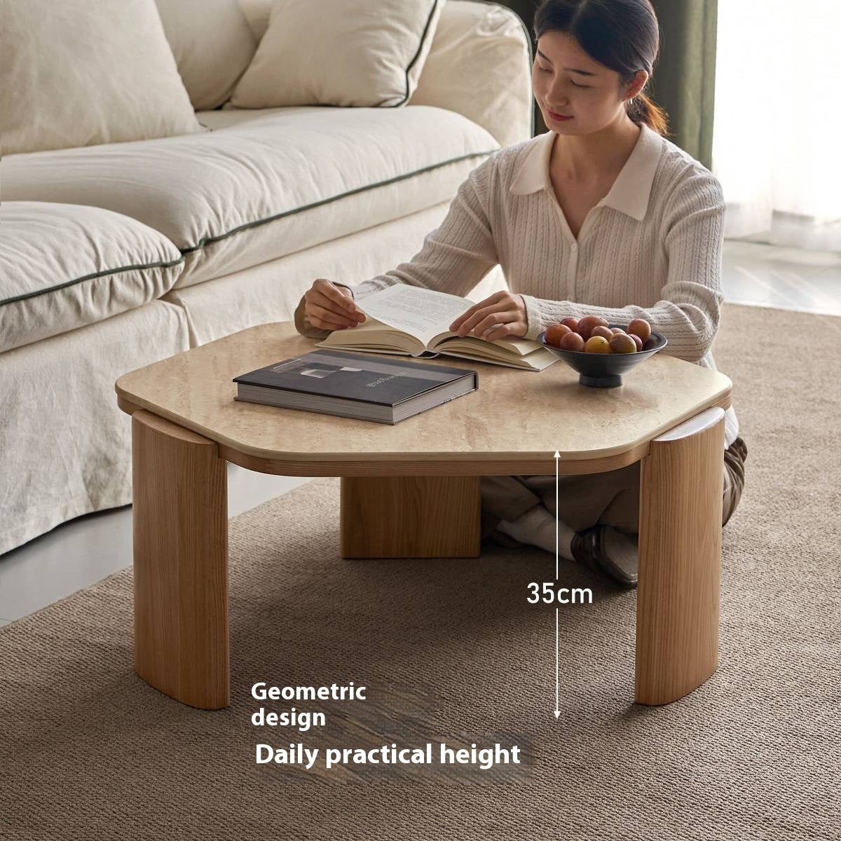 Ash Solid Wood Wabi-Sabi Style Coffee Table