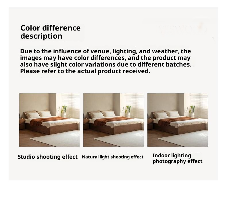 Black Walnut Solid Wood Italian Light Luxury Platform Bed, Headboard-Free Box Bed