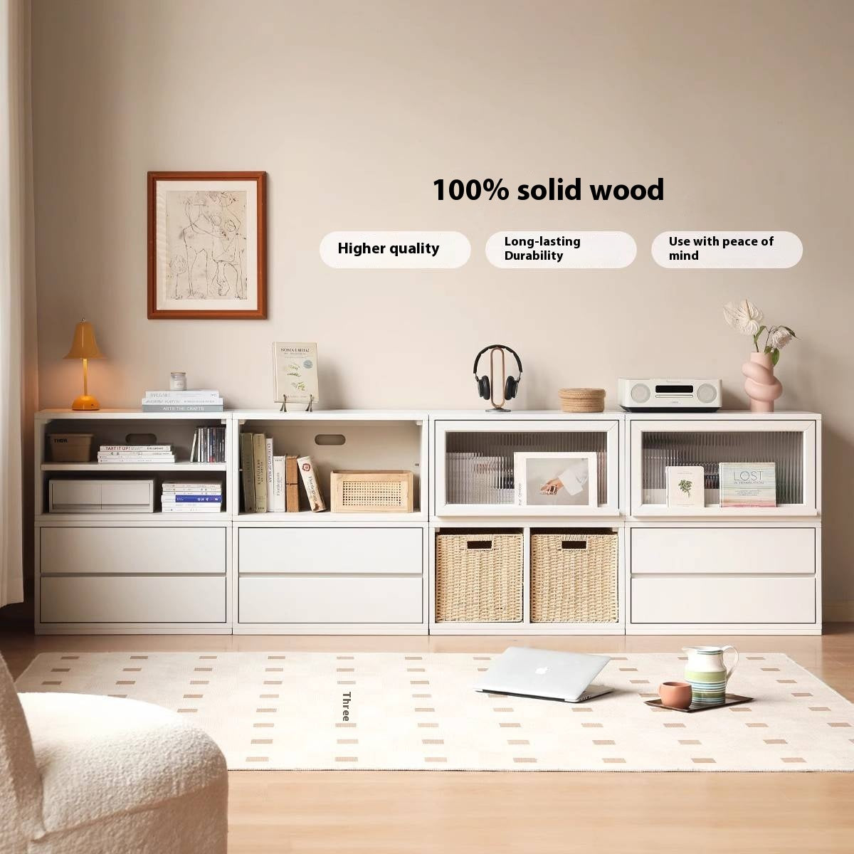 Tulip Tree Solid Wood Combination TV Cabinet