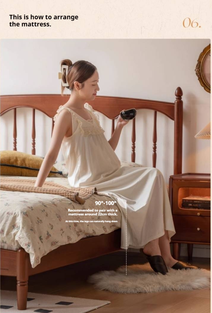 Poplar Solid Wood Windsor Bed, Retro Vintage Style