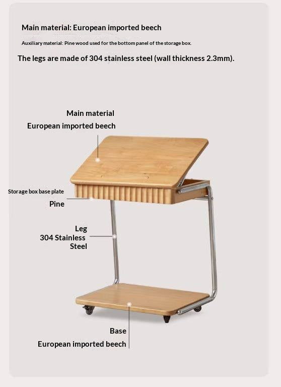 Beech Solid Wood C-Shaped Corner Side Table Modern Minimalist Style