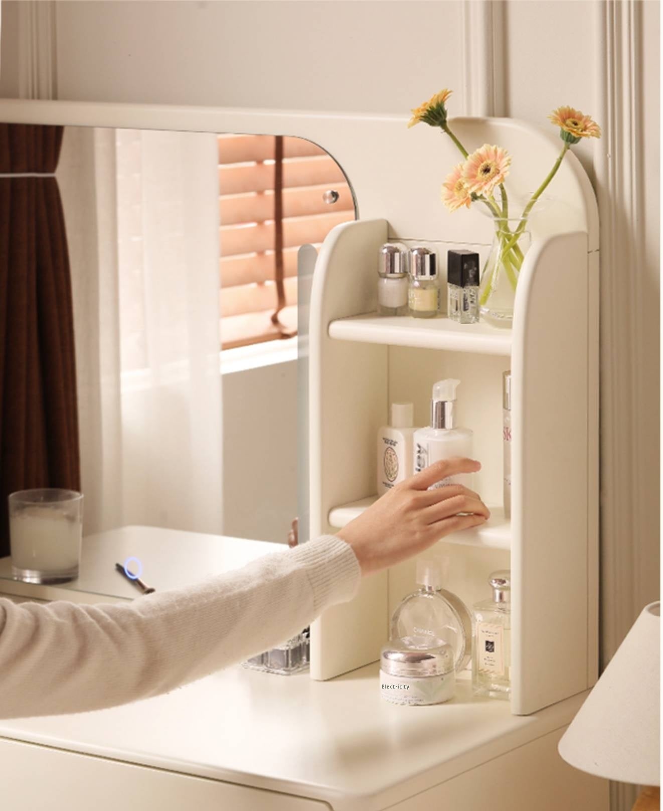 Solid Rubberwood Telescopic Multifunctional Vanity Table