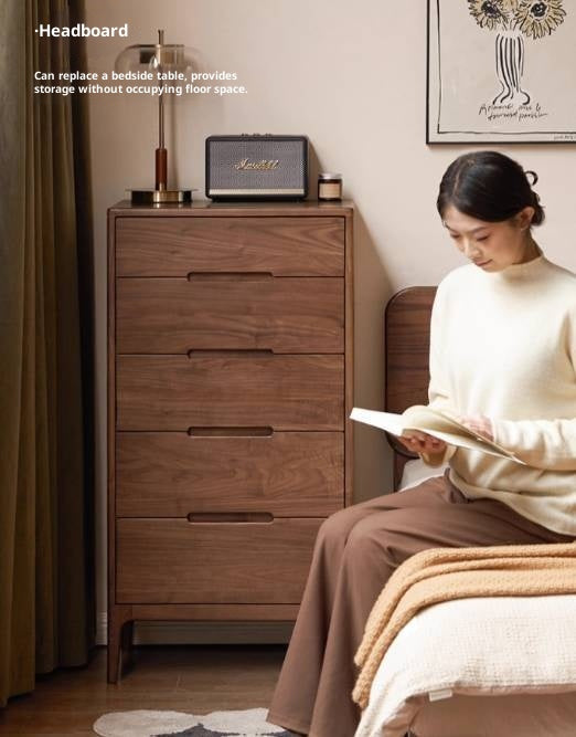 Black Walnut Solid Wood Modern Nordic Style Side Cabinet