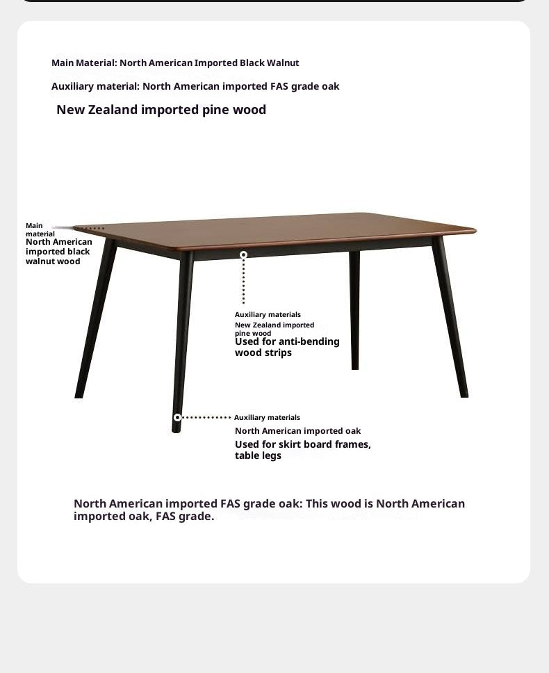 Black Walnut Solid Wood Italian Light Luxury Dining Table