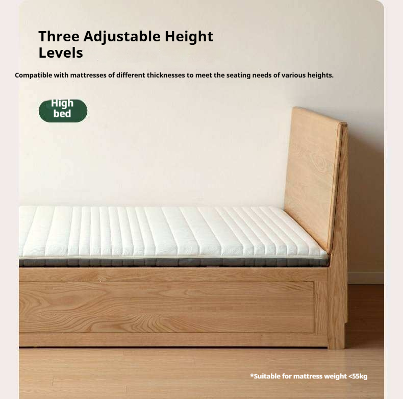 Oak Solid Wood Box Bed — Modern Minimalist Design