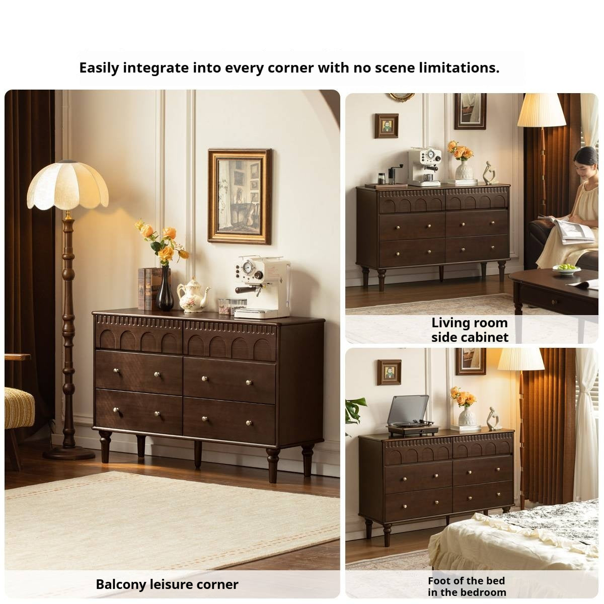 Poplar Solid Wood Retro Style Bucket Cabinet