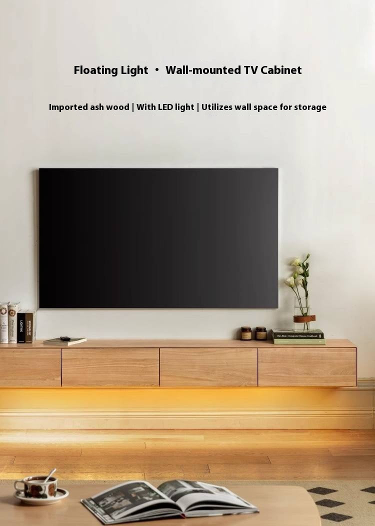 Oak, Tulipwood Solid Wood TV Cabinet with Light