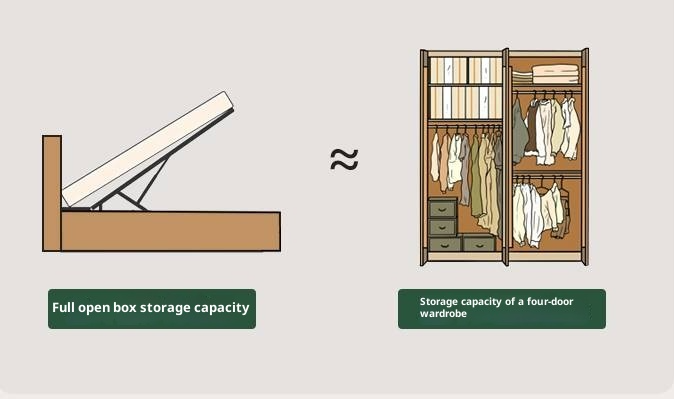 Oak Solid Wood Modern Minimalist Multifunctional with Light Box Bed