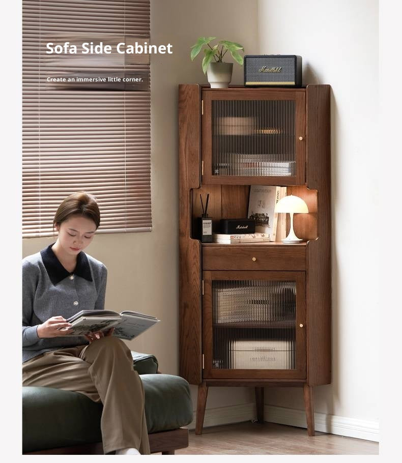 Oak Solid Wood Corner Side Cabinet