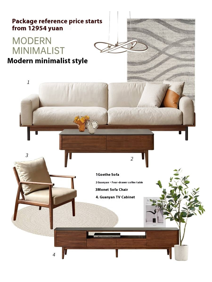 Sandalwood, Black Walnut Solid Wood Rock Plate Coffee Table