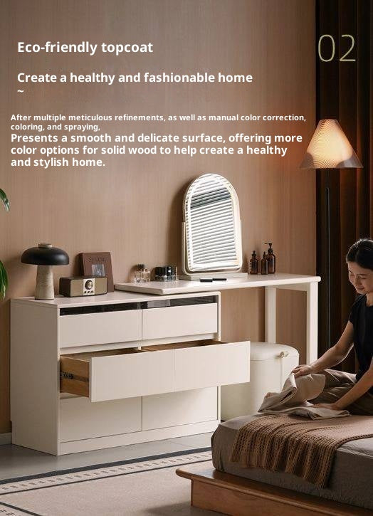 Solid Rubberwood White Cream Dressing Table