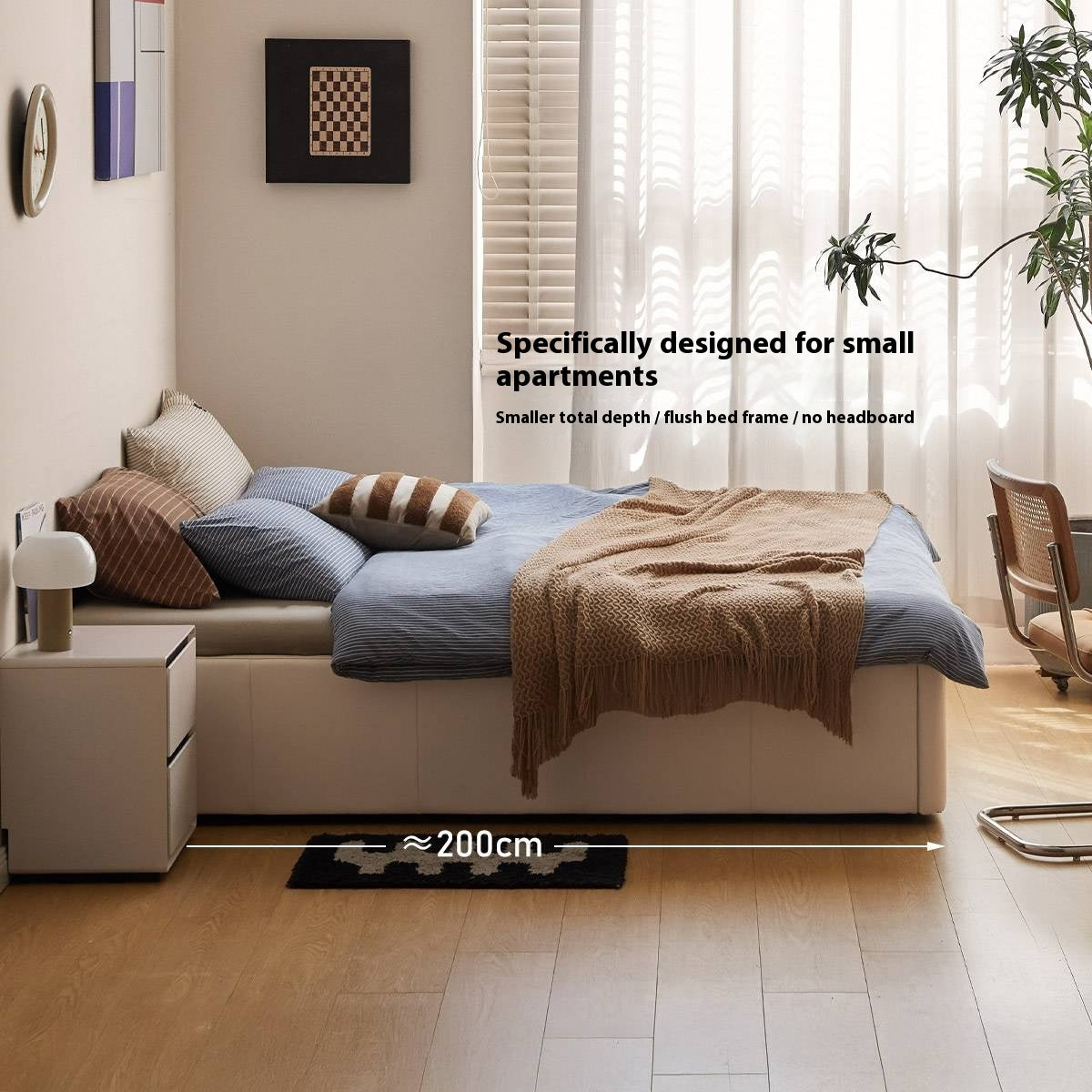 Eco-Cloud Leather Box Platform Bed, Headboard-Free Bed