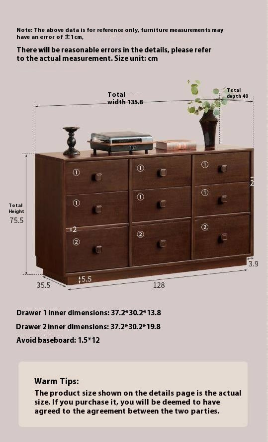 Poplar Solid Wood Retro Middle Ancient Style Drawer Cabinet