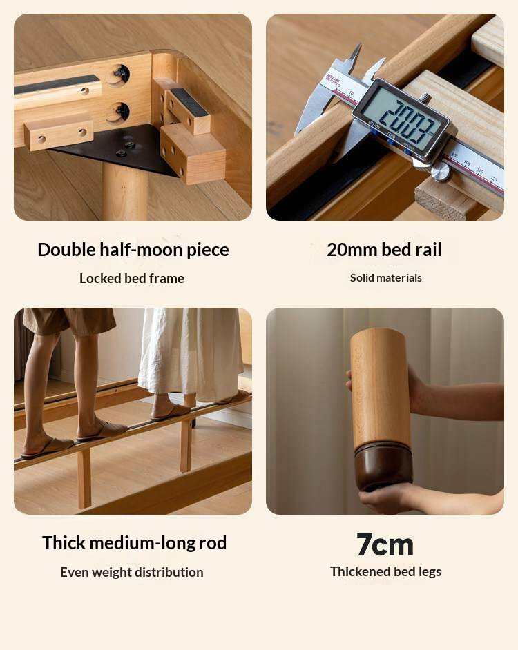 Beech Solid Wood Kids Bed with Scalloped Headboard and Hidden Storage
