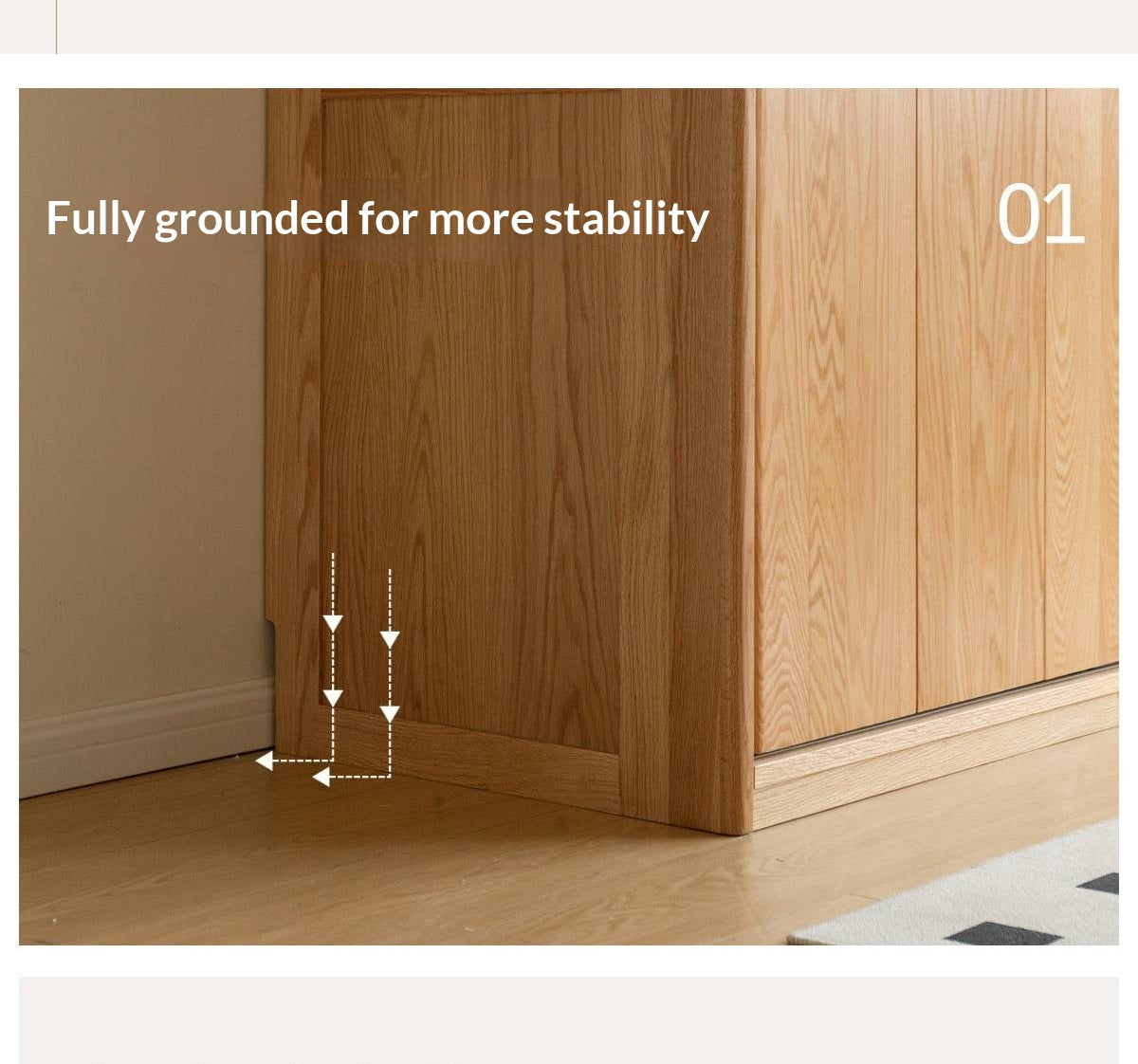 Oak Solid Wood Wardrobe Sliding Door.