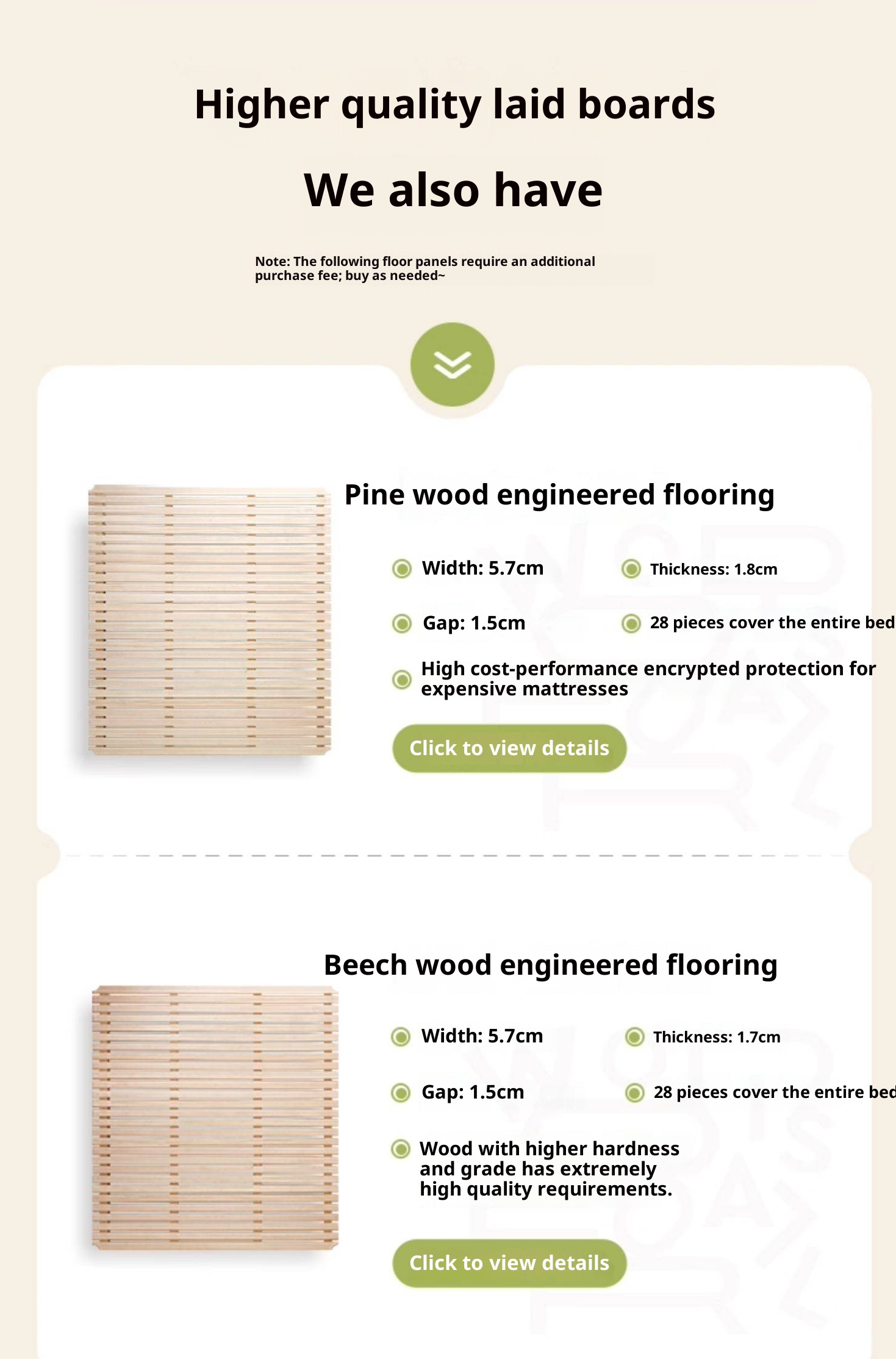 Rubberwood Solid Wood Bed, French Cream Style