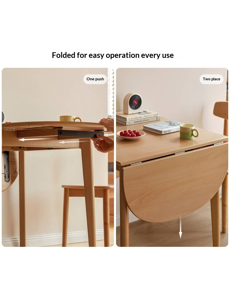 Beech Solid Wood Folding Dining Table