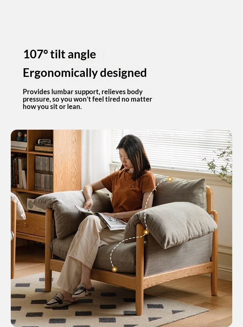 Oak Solid Wood Modern Fabric Sofa