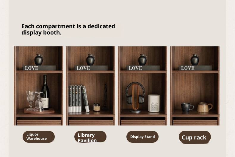 Sandalwood Solid Wood Light Luxury Style Bookshelf