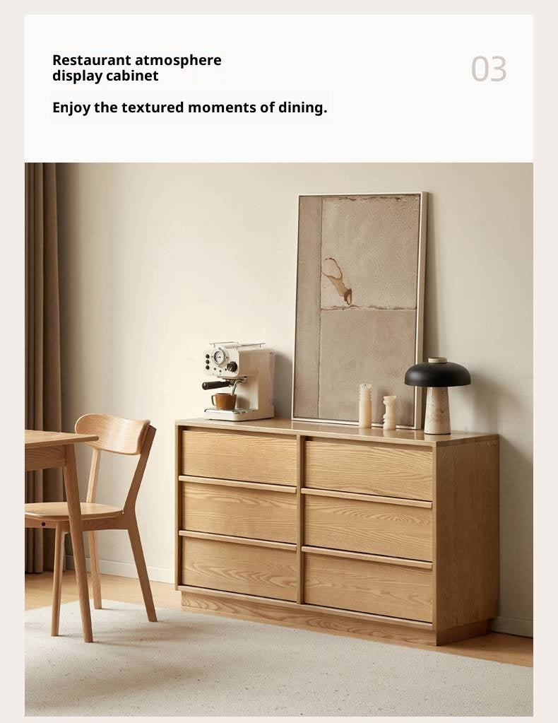 Ash, Oak Solid Wood Wabi-sabi Style Chest Of Drawers