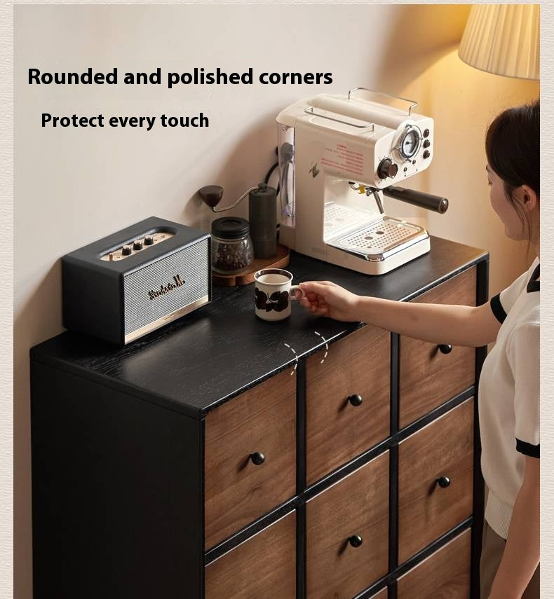 Black Walnut Solid Wood Italian Light Luxury Nine Drawer Drawer Cabinet