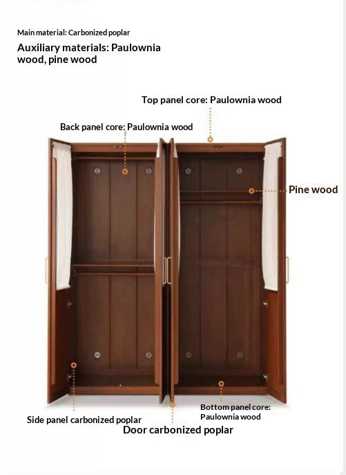 Poplar Solid Wood Modern Retro Style Double Door Wardrobet.
