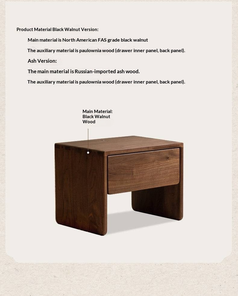 Black Walnut, Ash Solid Wood Simple Modern Nightstand