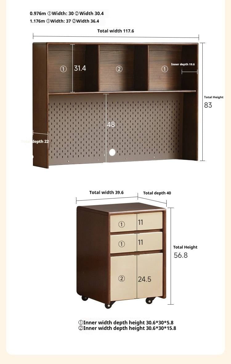 Solid Rubberwood Children's Desk With Bookshelf