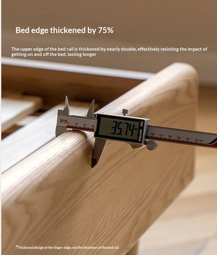 Ash Solid Wood High Backrest Large Bed