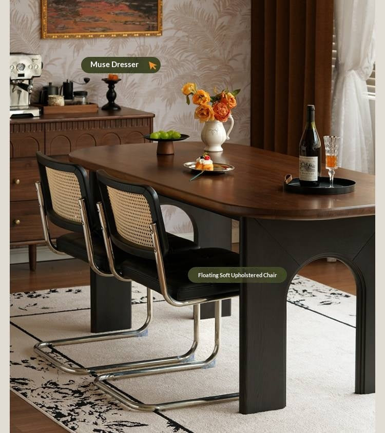 Black Walnut Solid Wood Dining Table French Retro