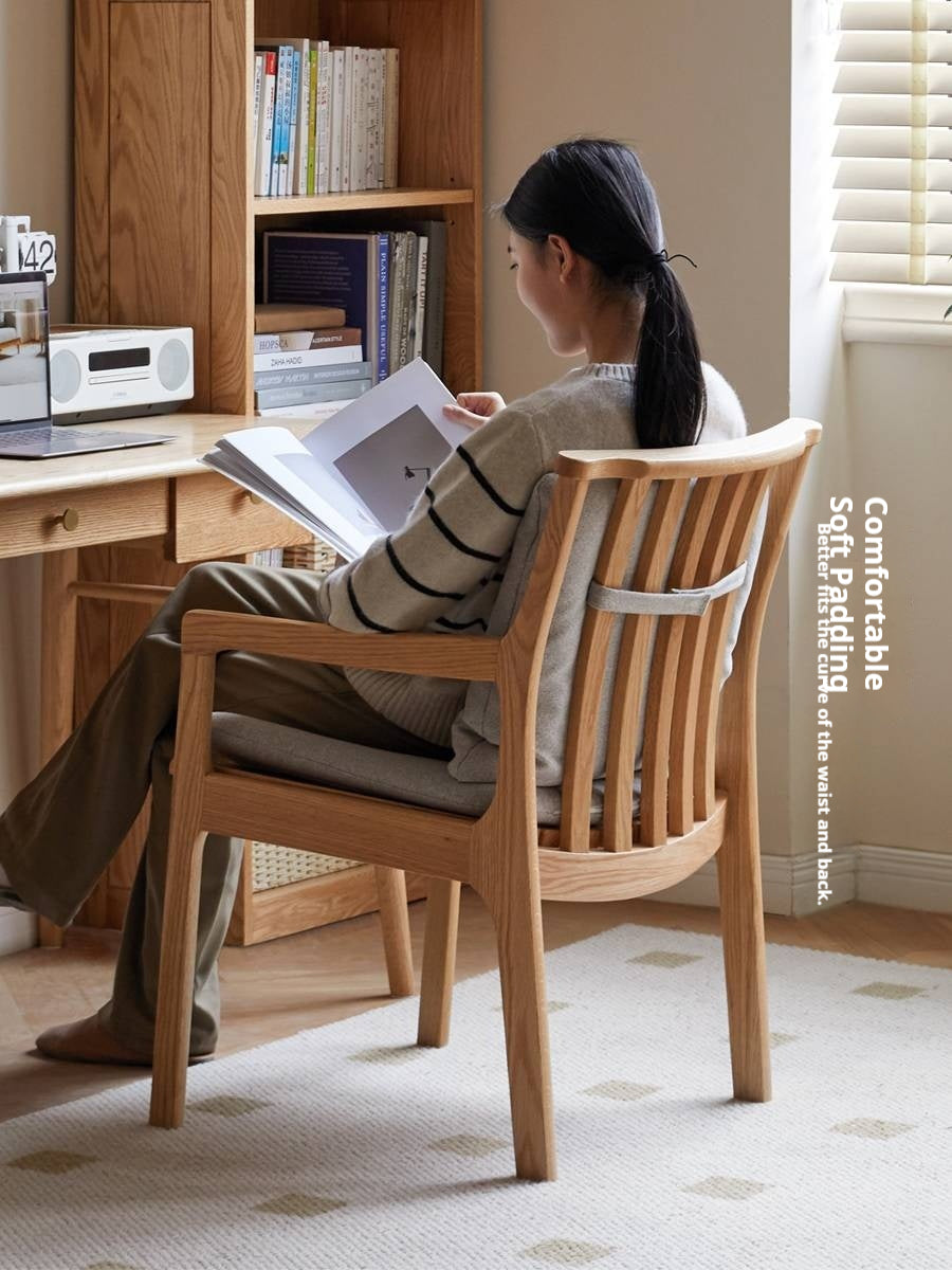 Cherry, Oak, Beech Solid Wood Book Chair Comfortable Soft Back Chair