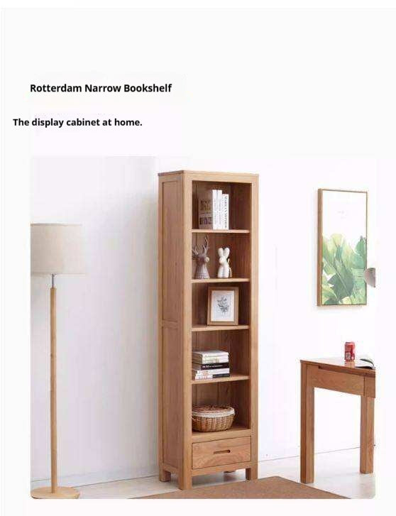 Oak Solid Wood Floor-To-Ceiling Bookshelf