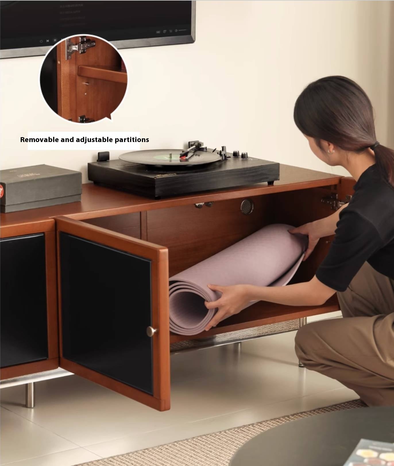 Poplar Solid Wood Bauhaus TV Stand.