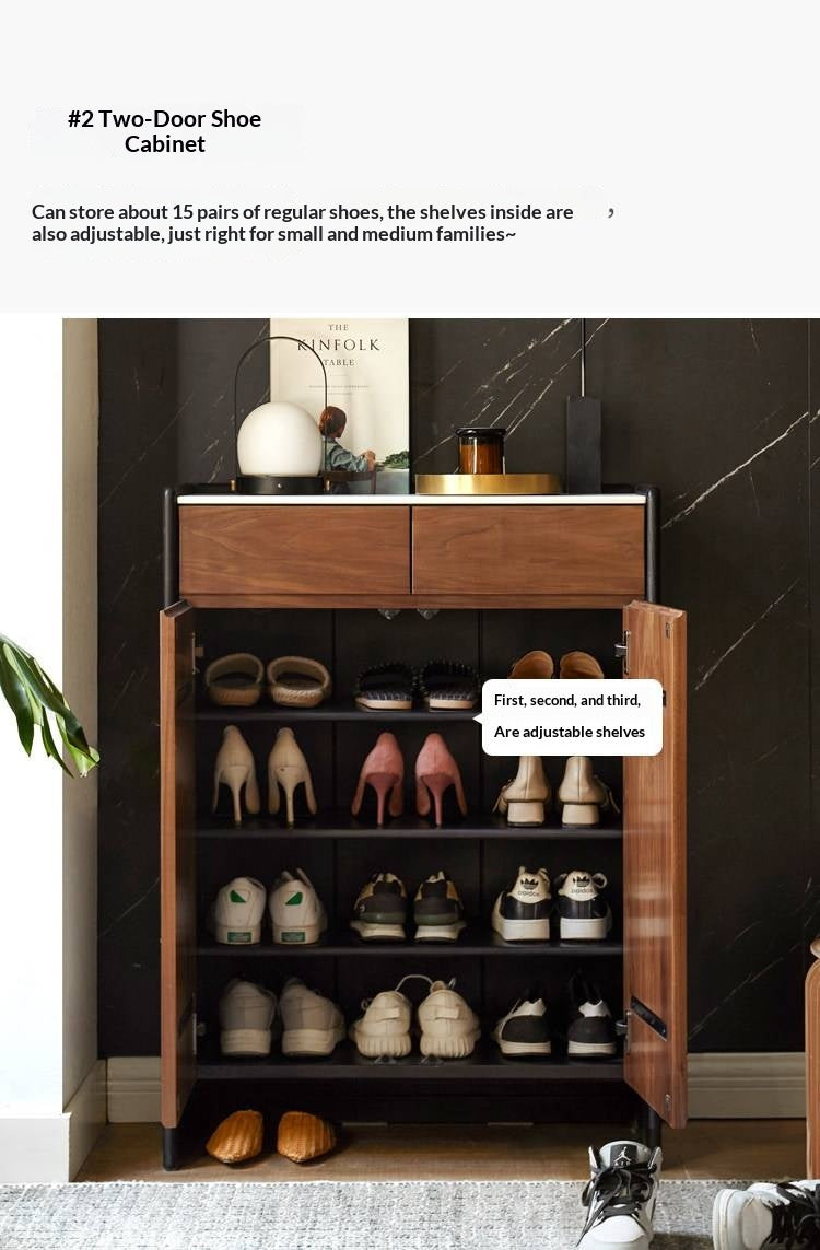 Black Walnut Solid Wood Shoe Porch Cabinet