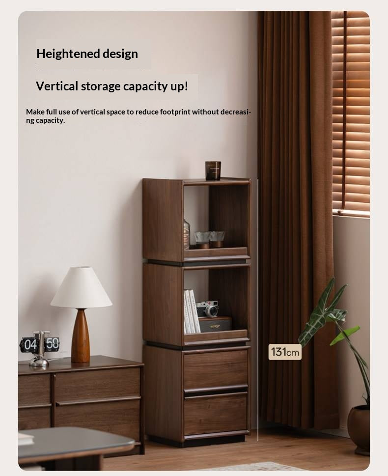 Black Walnut, Sandalwood Solid Wood Italian Light Luxury Bookshelf