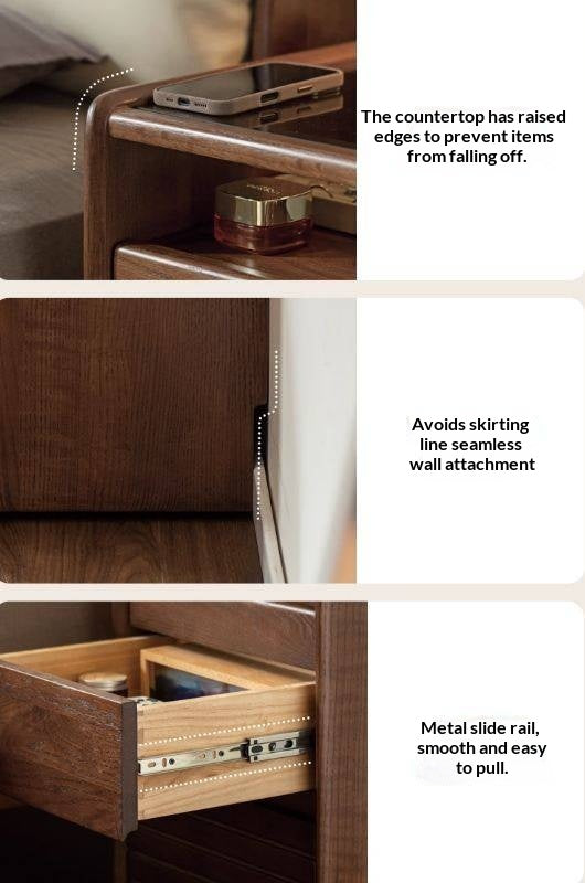 Oak Solid Wood Italian Light Luxury Nightstand