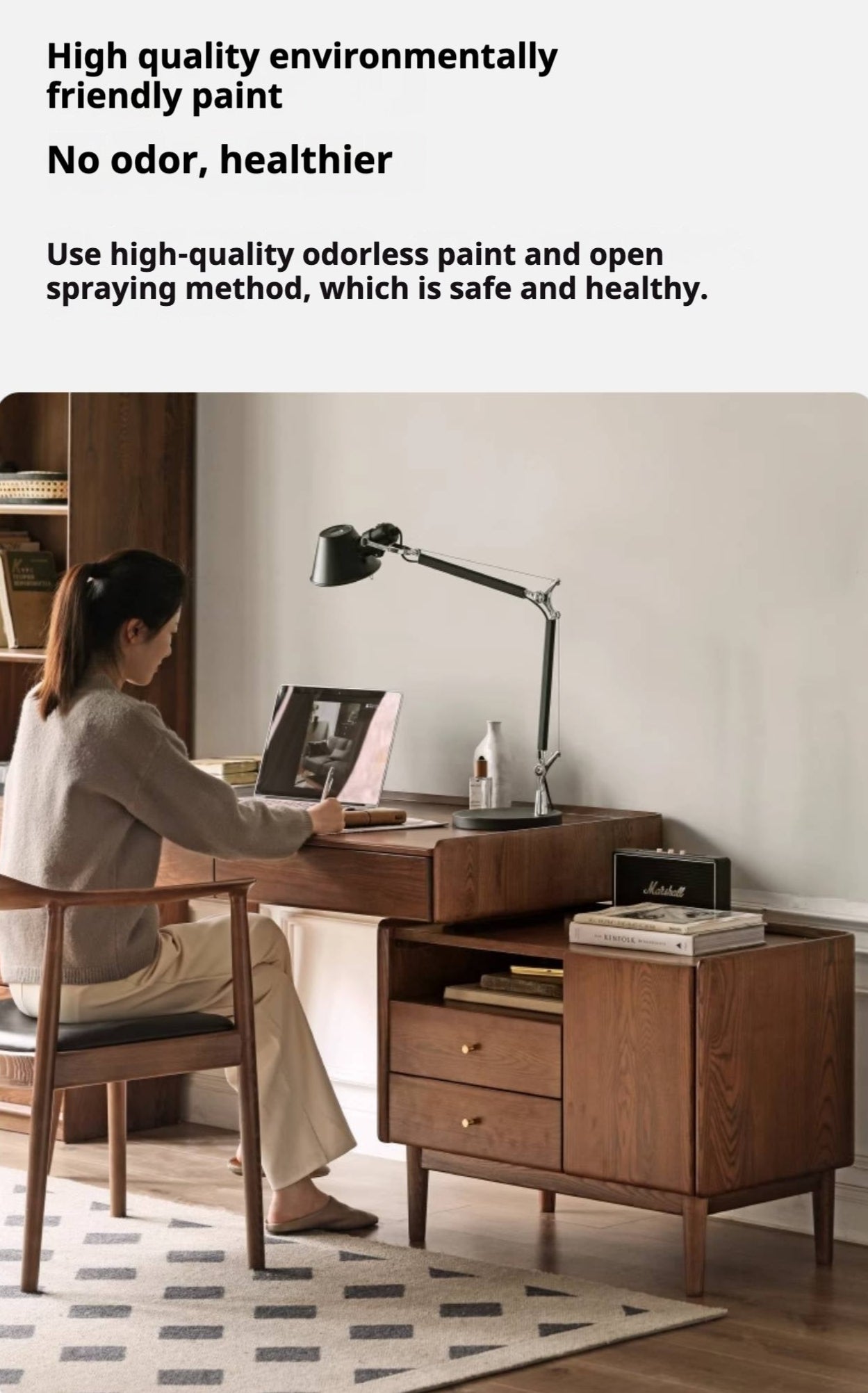 Ash Solid Wood Expansion Office Desk Corner Table