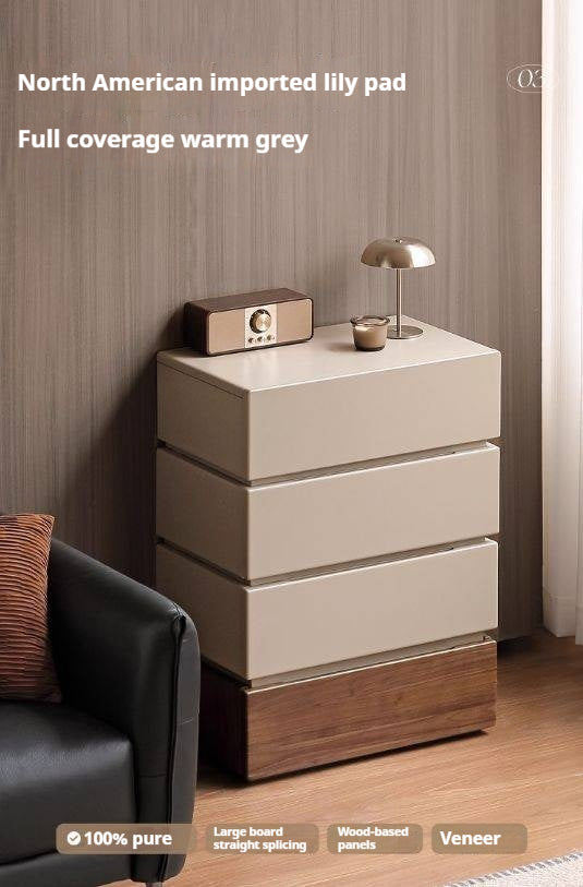 Black Walnut, Poplar Solid Wood Italian Light Luxury Side Cabinet.