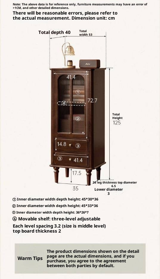Poplar Solid Wood American Retro Side Cabinet