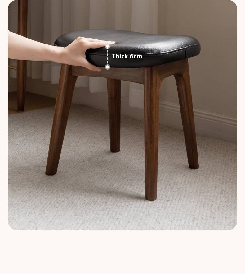 Ash, Black Walnut, Oak Solid Wood, Solid Longan Hardwood Makeup Stool