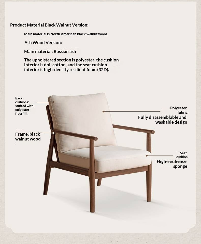 Ash Solid Wood genuine leather, fabric Sofa Chair