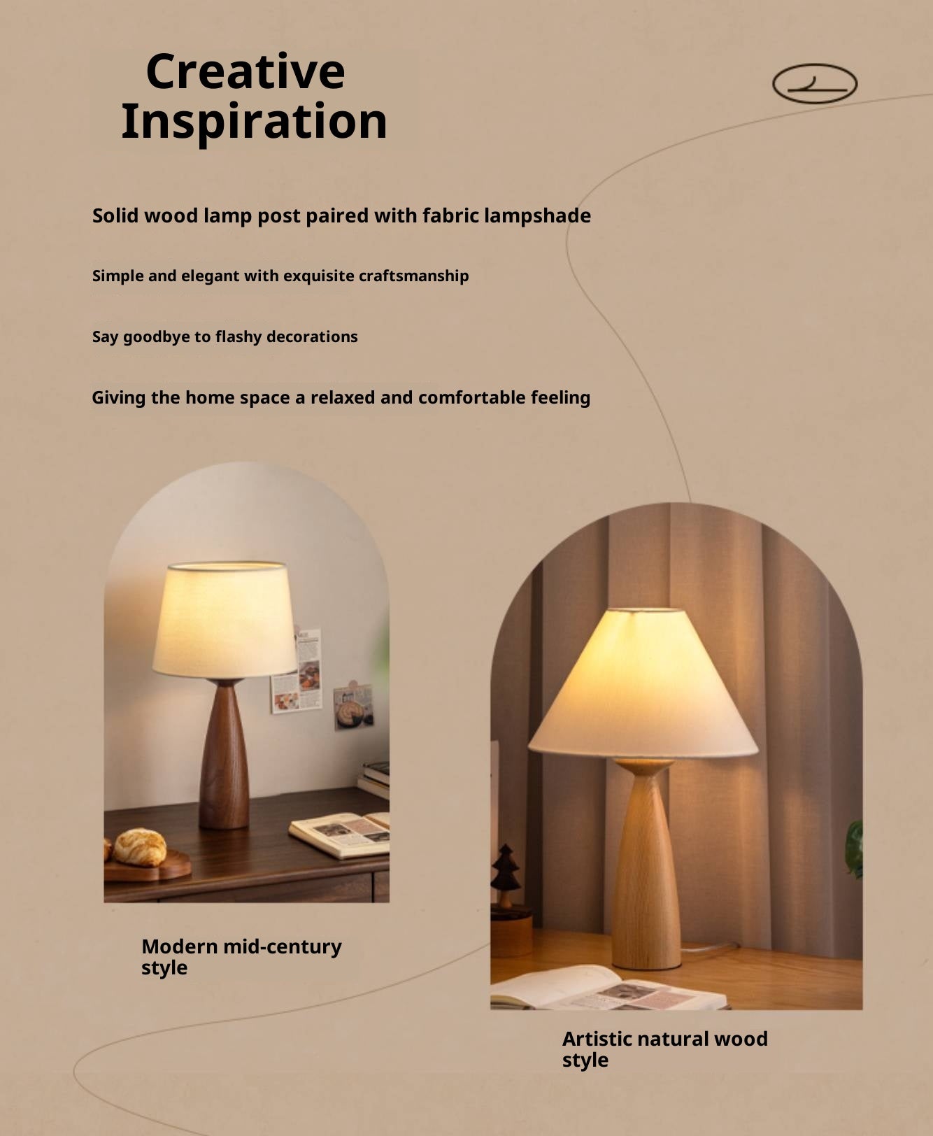 Ash Solid Wood Vintage Style Desk Lamp