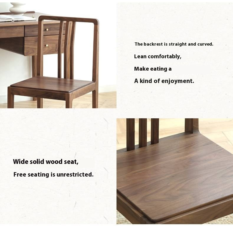 Black Walnut, Ash Solid Wood Rectangular Dining Table