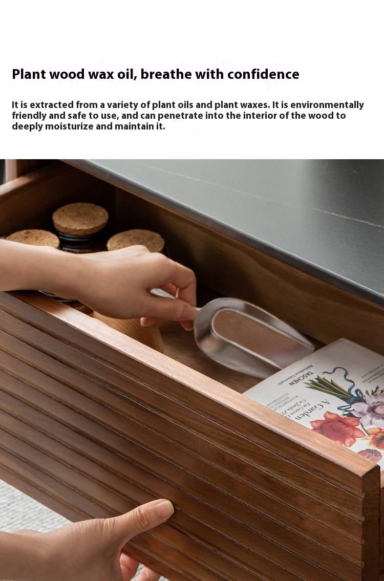 Sandalwood, Black Walnut Solid Wood Rock Plate Coffee Table