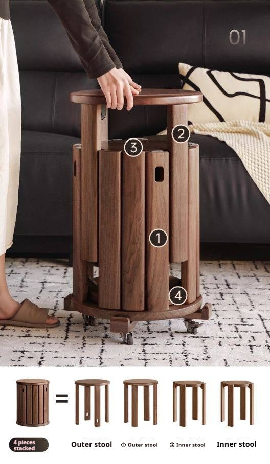 Black Walnut, Ash Oak, Solid Rubberwood Solid Wood Stacking Stool