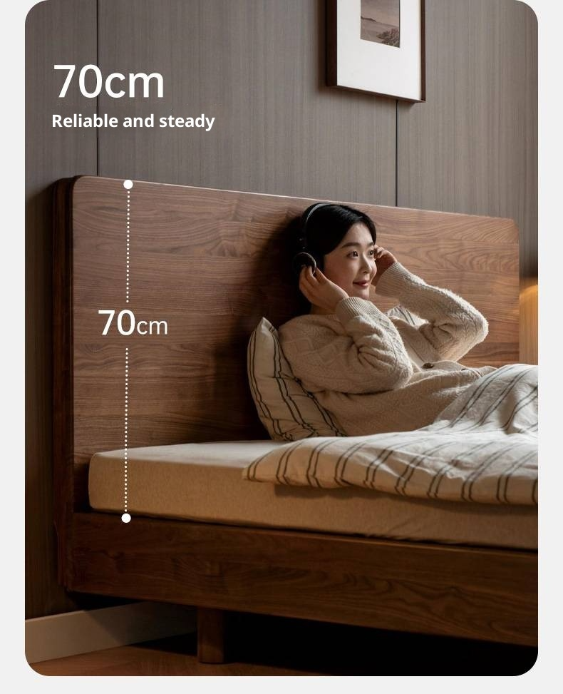 Black Walnut Solid Wood Modern Minimalist Bed