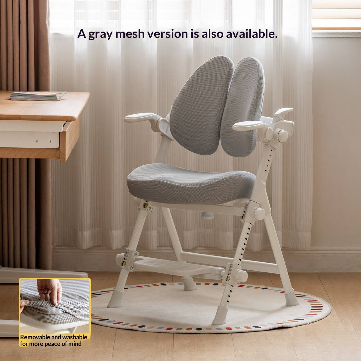 Ergonomic Kids Study Chair with Double Back Support and Adjustable Footrest